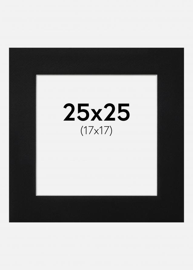 Passepartout Svart Standard (Vit kärna) 25x25 cm (17x17)