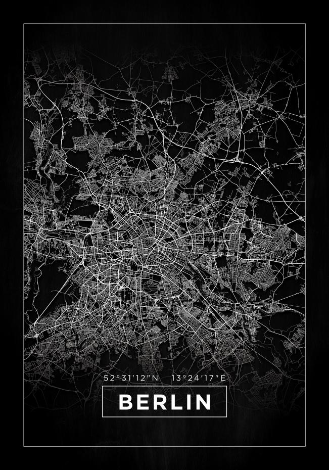 Karta - Berlin - Svart Poster