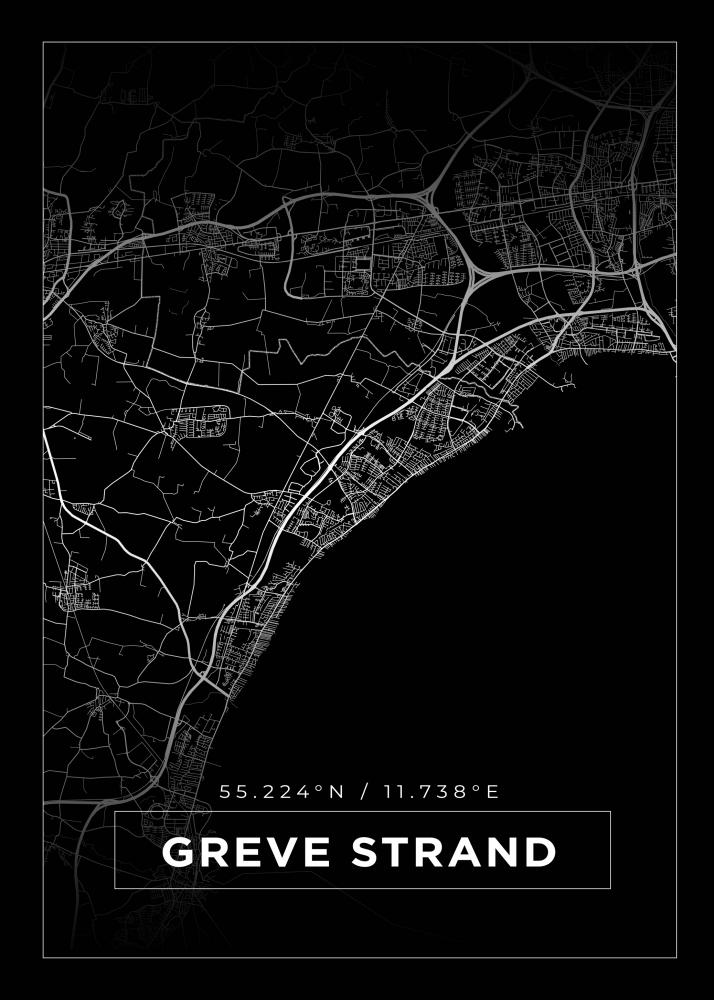 Karta - Greve Strand - Svart Poster