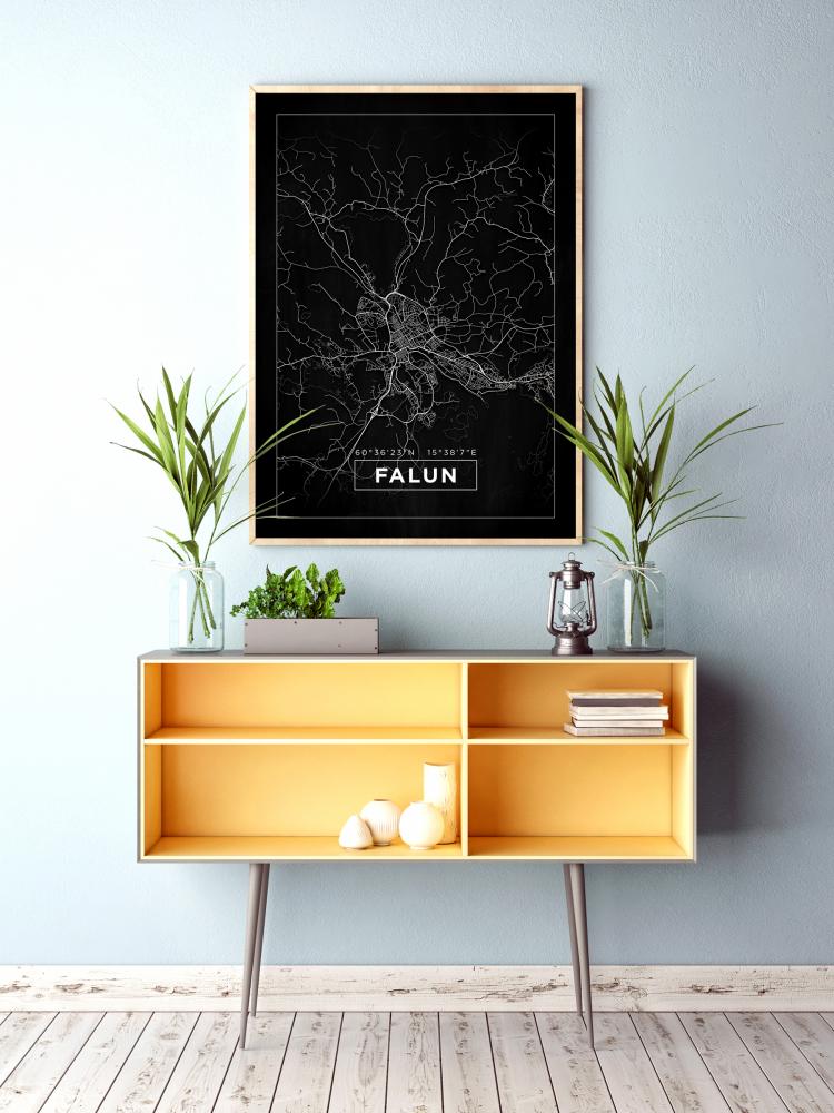 Karta - Falun - Svart Poster