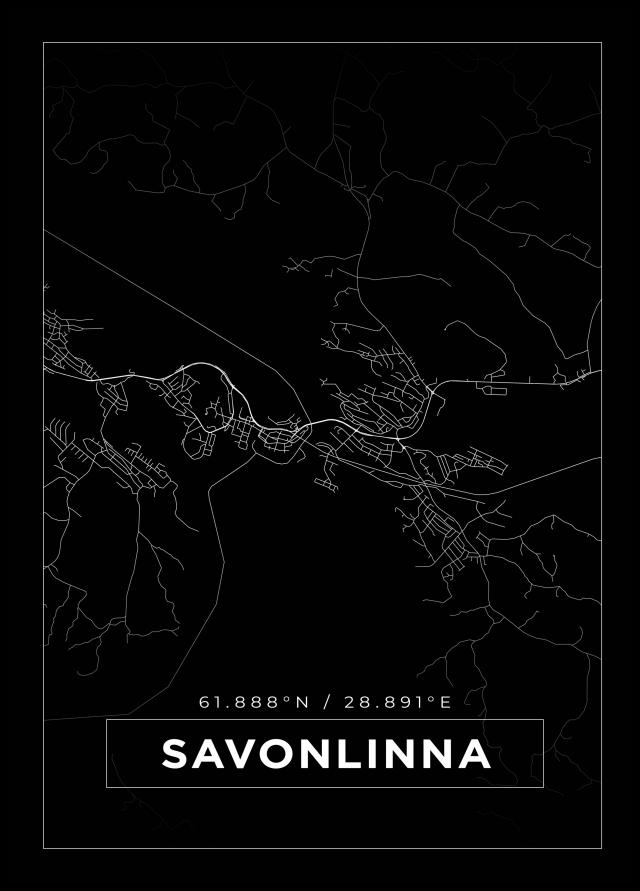 Karta - Savonlinna - Svart Poster