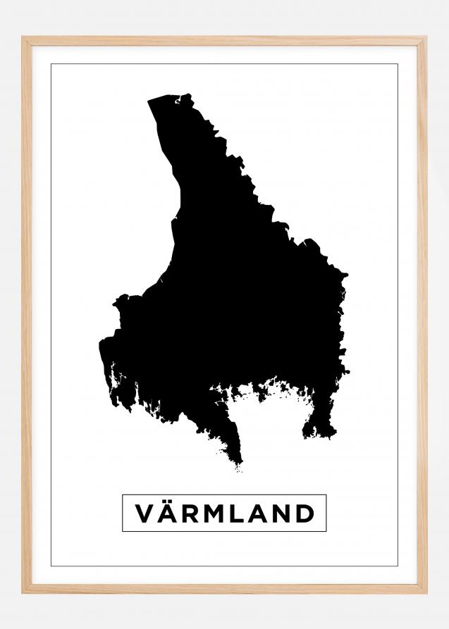 Karta - Värmland - Vit Poster