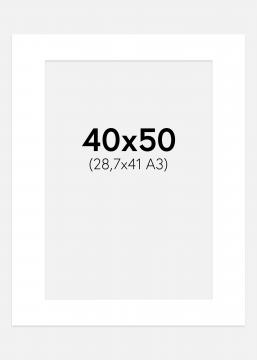 Passepartout Supervit (Vit kärna) 40x50 cm (28,7x41 A3)