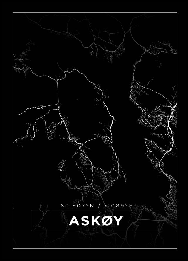 Karta - Askøy - Svart Poster