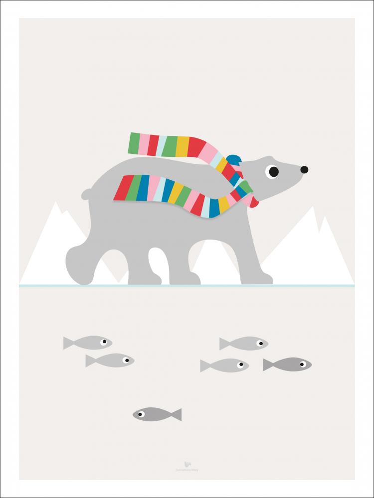 Polar Bear Scarf - Grey Poster