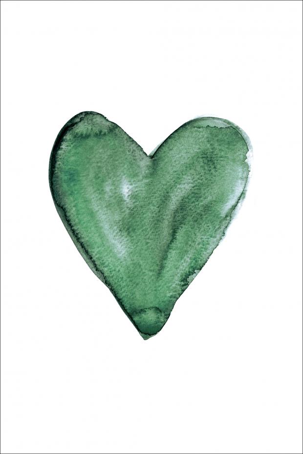 Heart in watercolor green Poster