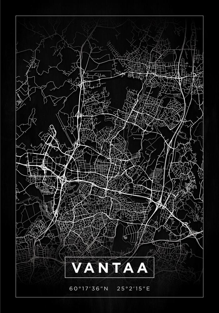 Karta - Vantaa - Svart Poster