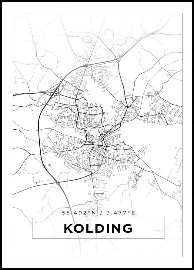 Karta - Kolding - Vit Poster