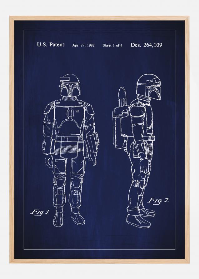 Patentritning - Star Wars - Boba Fett - Blå Poster