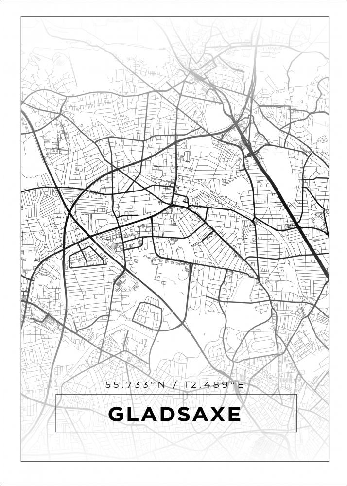 Karta - Gladsaxe - Vit Poster