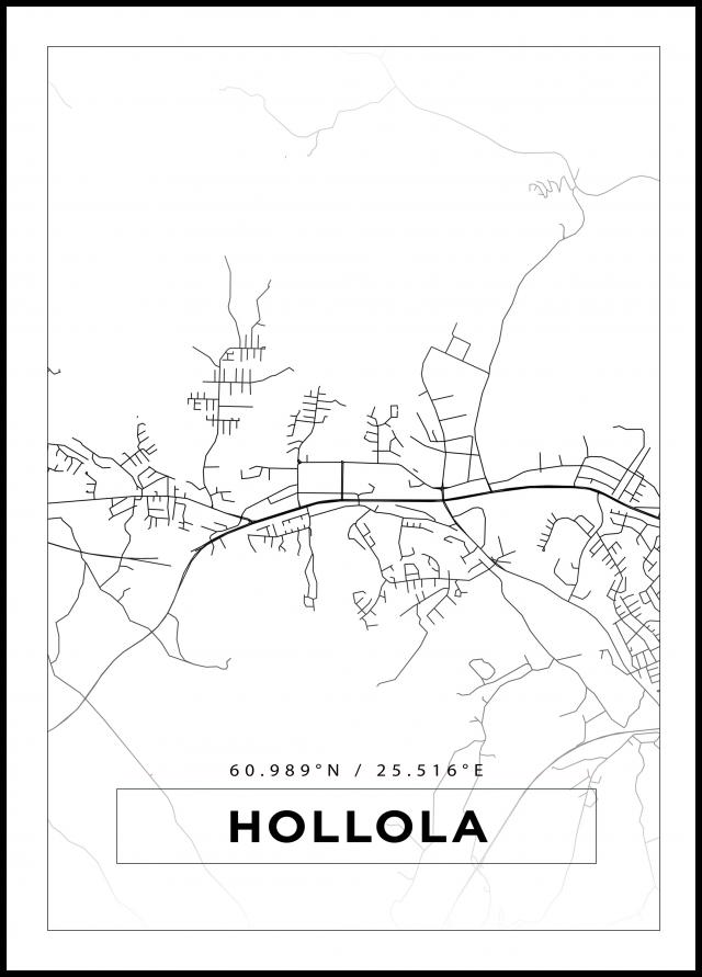 Karta - Hollola - Vit Poster