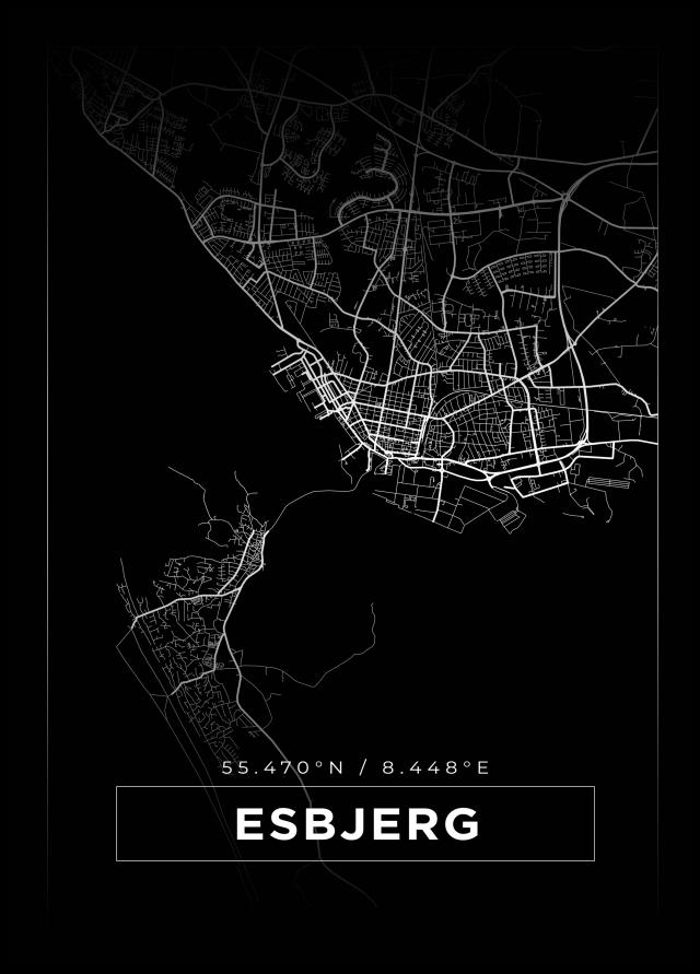 Karta - Esbjerg - Svart Poster