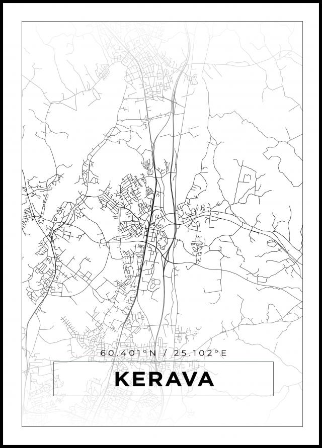 Karta - Kerava - Vit Poster