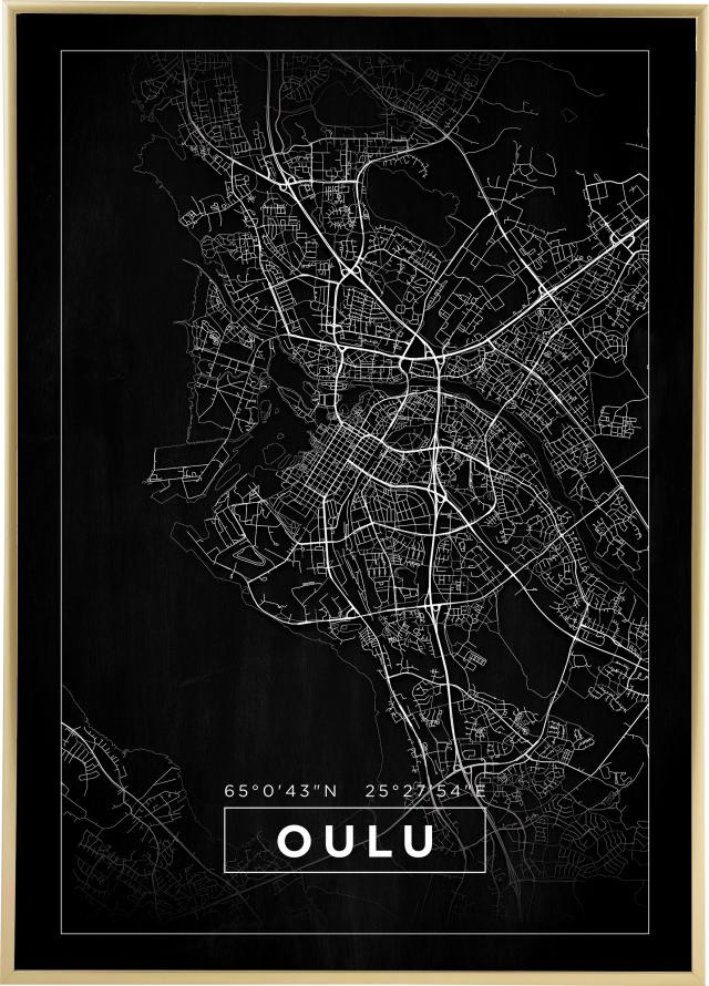 Karta - Oulu - Svart Poster