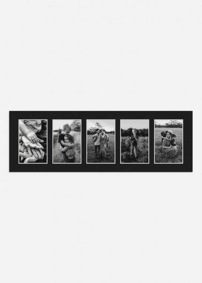 Passepartout Svart 20x60 cm - Collage 5 Bilder (9x14 cm)