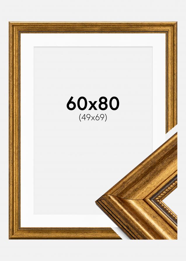 Ram Rokoko Guld 60x80 cm - Passepartout Vit 50x70 cm