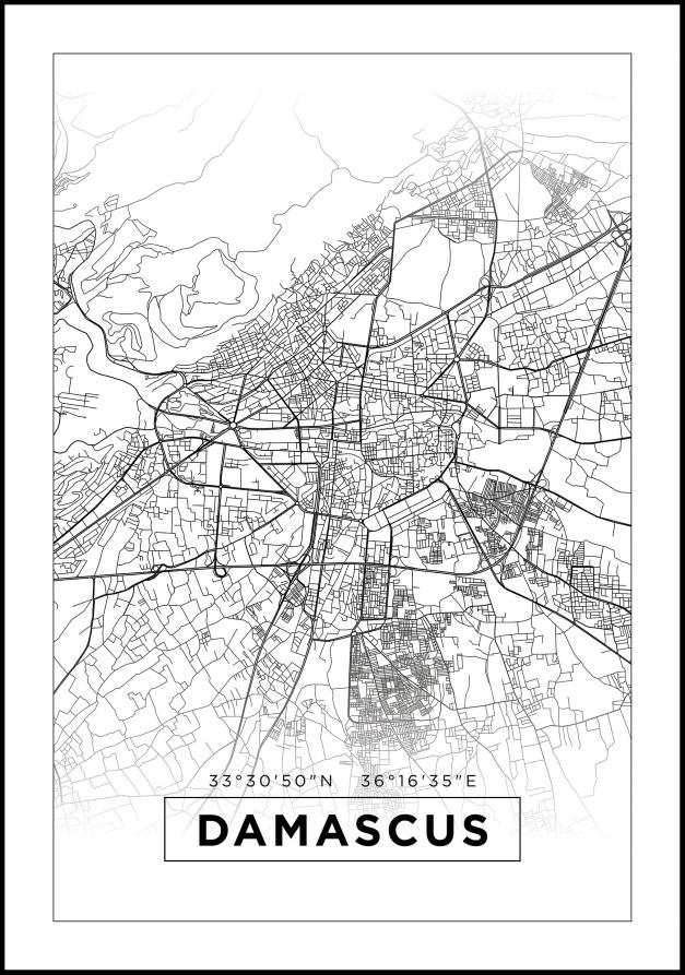 Karta - Damascus - Vit Poster