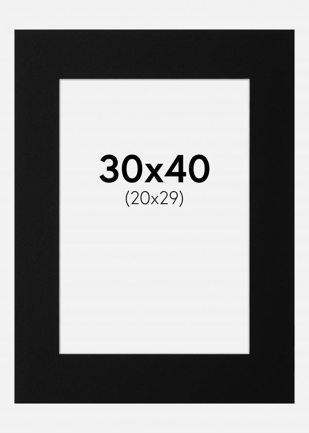Passepartout Svart Standard (Vit Kärna) 30x40 cm (20x29)