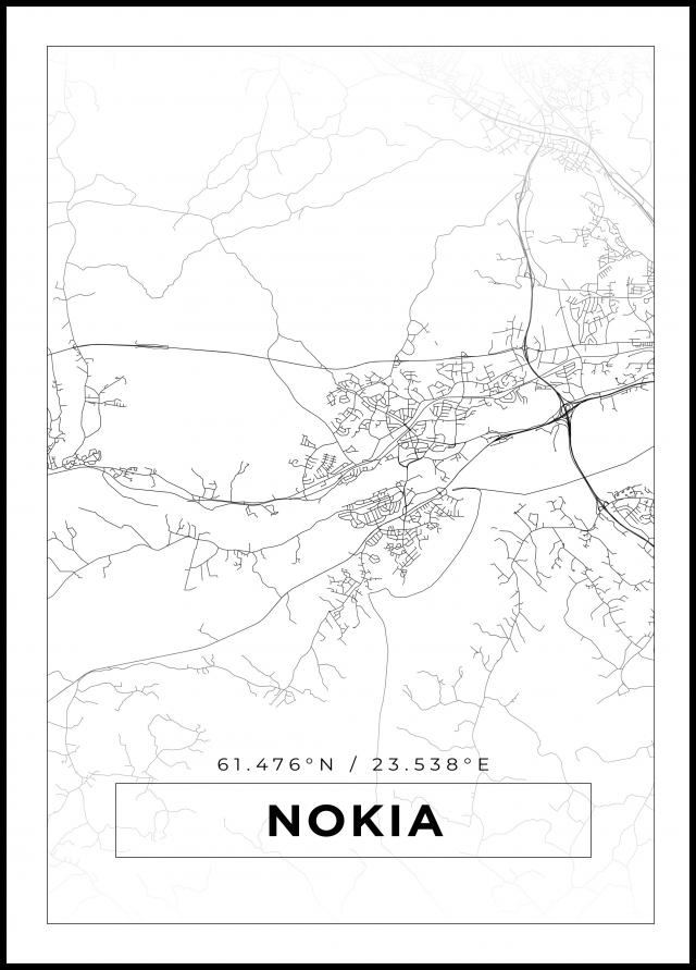 Karta - Nokia - Vit Poster