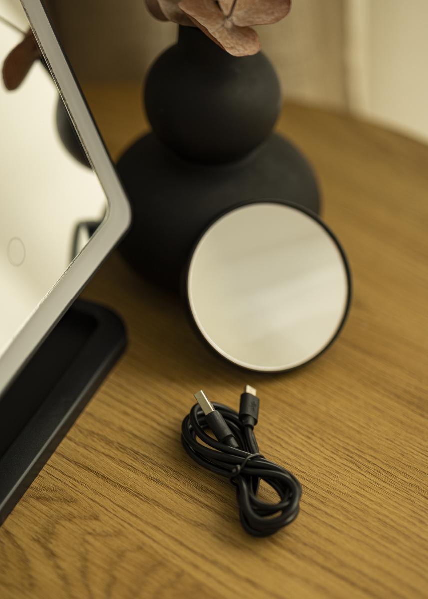 KAILA Sminkspegel LED Strip m. Bluetooth-högtalare Svart 18x30 cm