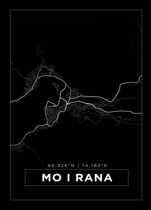 Karta - Mo I Rana - Svart Poster