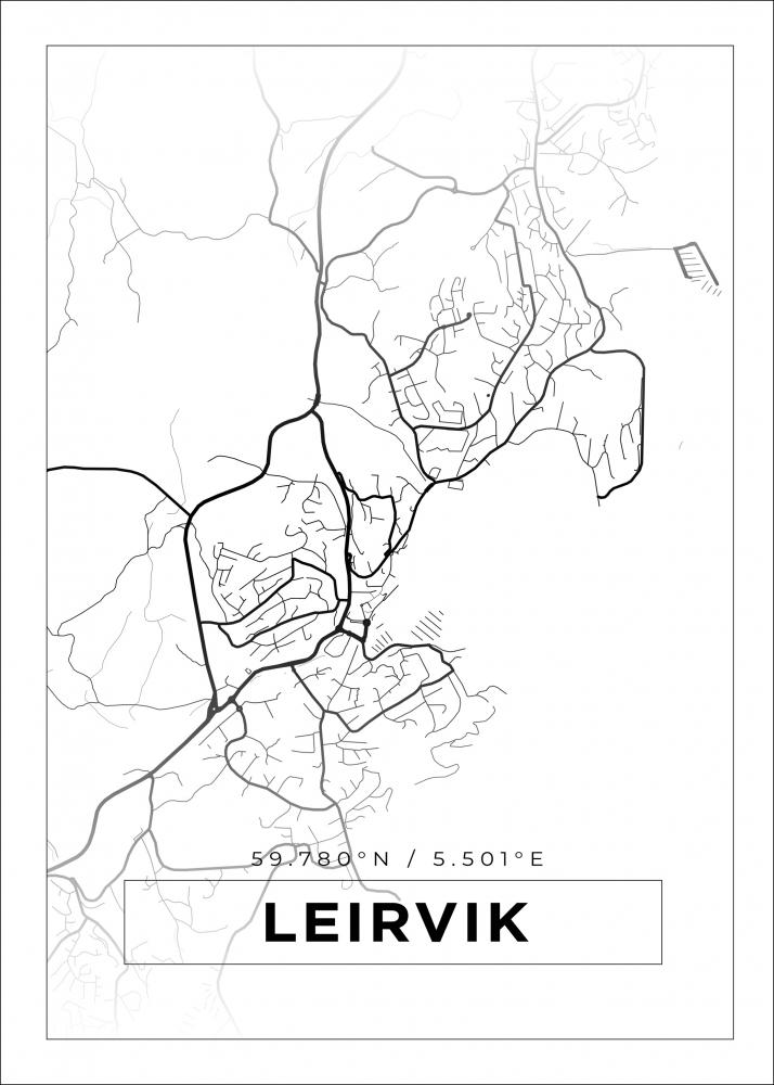 Karta - Leirvik - Vit Poster