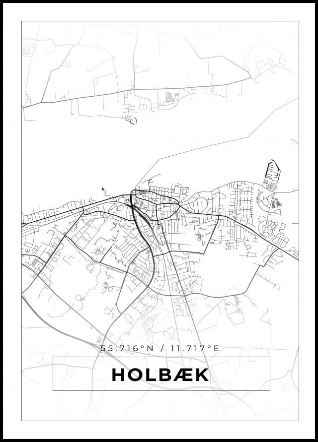 Karta - Holbæk - Vit Poster