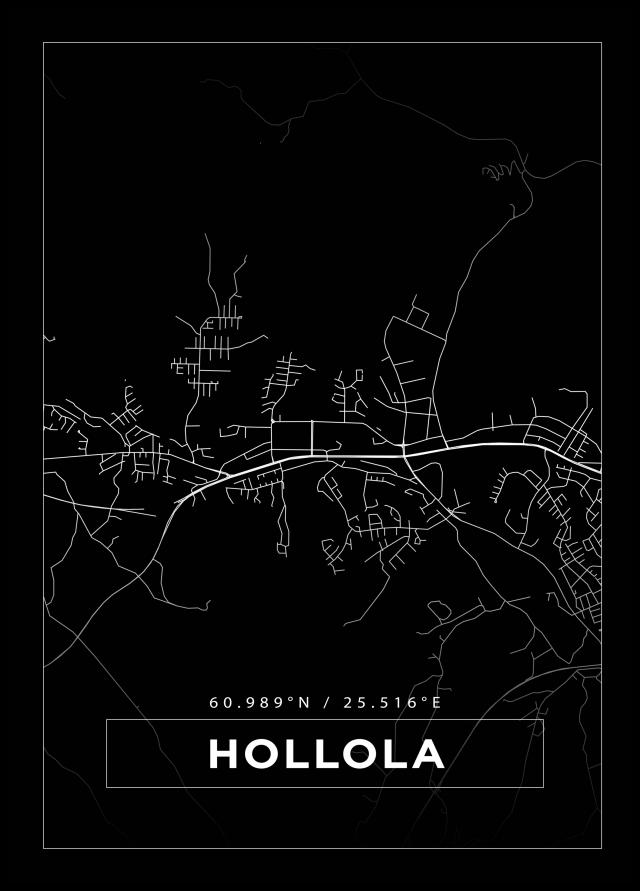 Karta - Hollola - Svart Poster