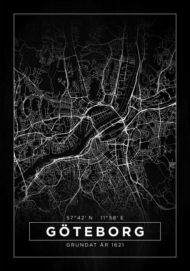 Karta - Gteborg - Svart Poster