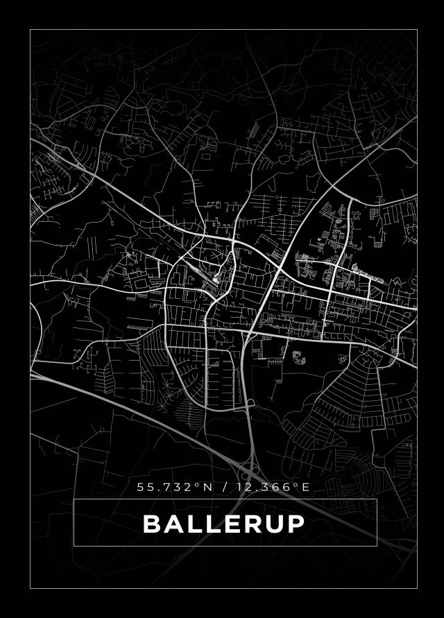 Karta - Ballerup - Svart Poster