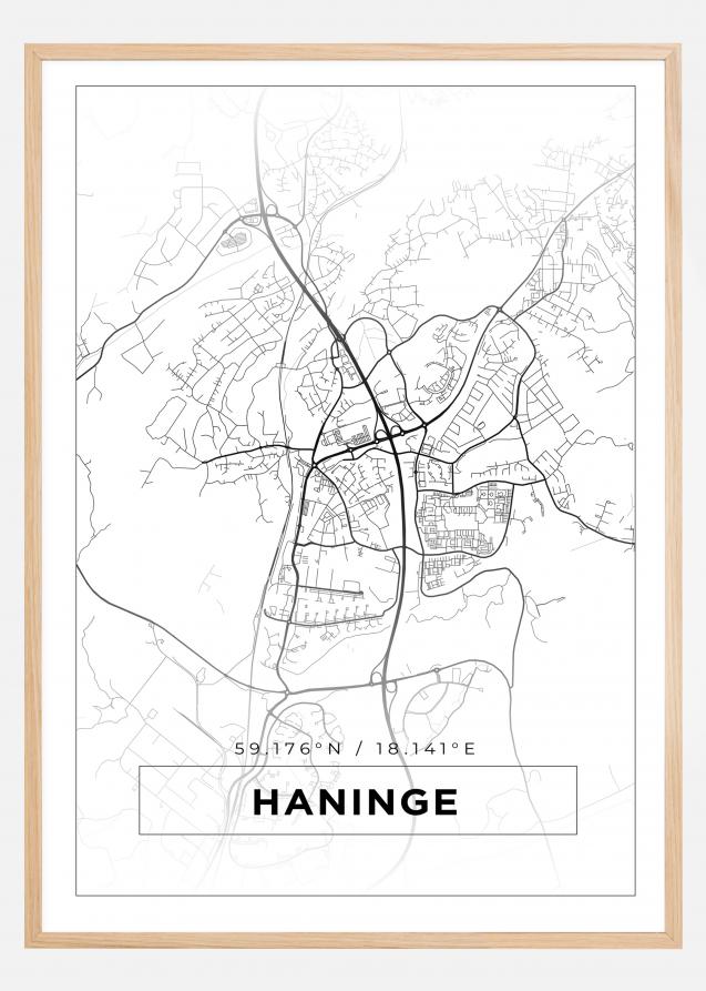 Karta - Haninge - Vit Poster