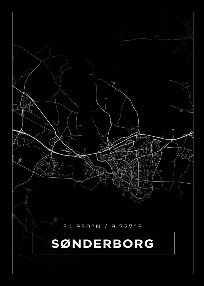 Karta - Snderborg - Svart Poster