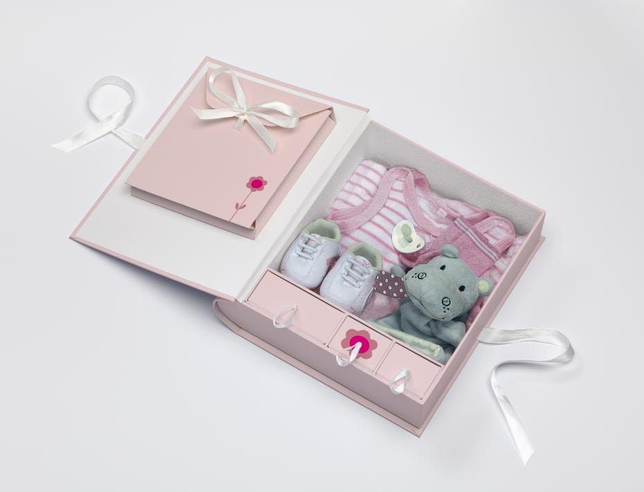 Baby Animal Presentbox Rosa 27x24 cm