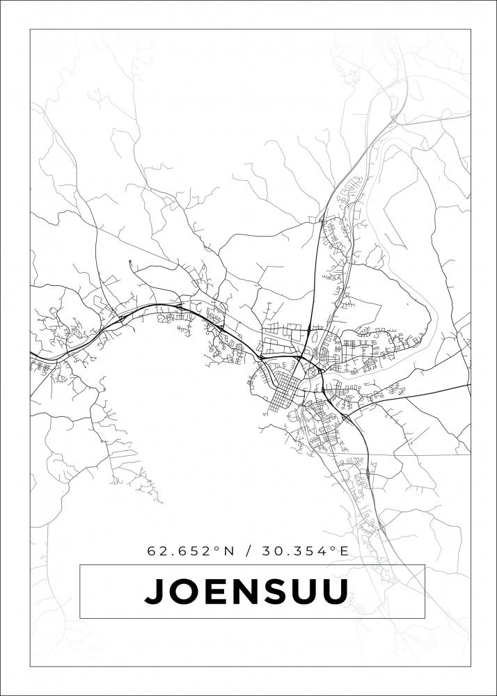 Karta - Joensuu - Vit Poster