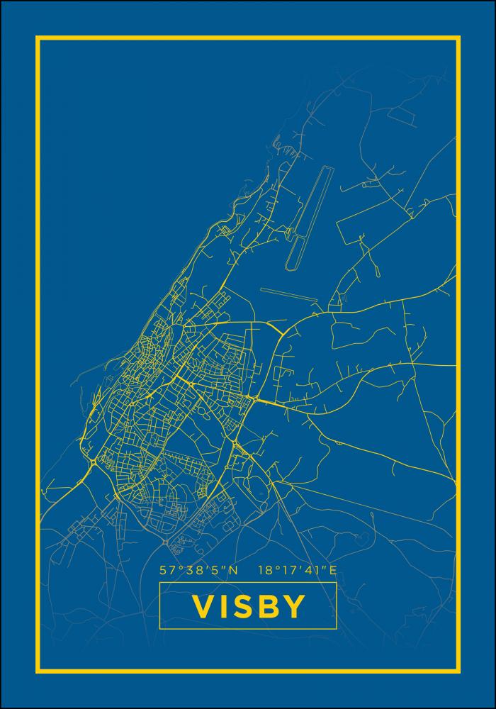 Map - Visby - Blue Poster
