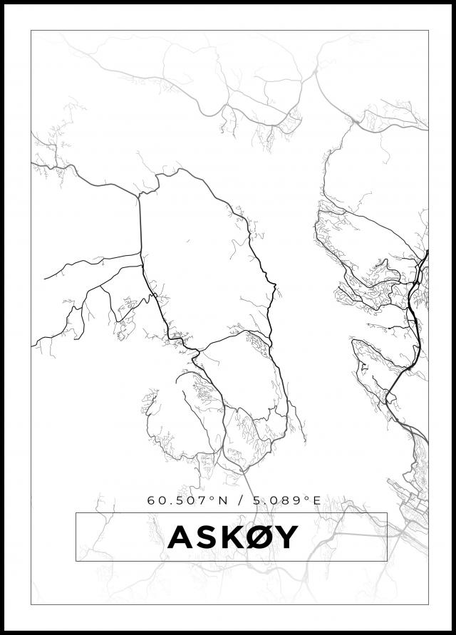 Karta - Askøy - Vit Poster