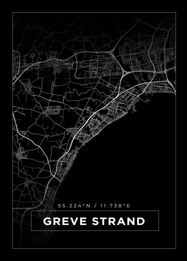 Karta - Greve Strand - Svart Poster