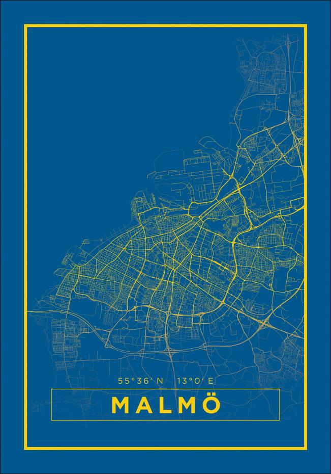Karta - Malm - Bl Poster