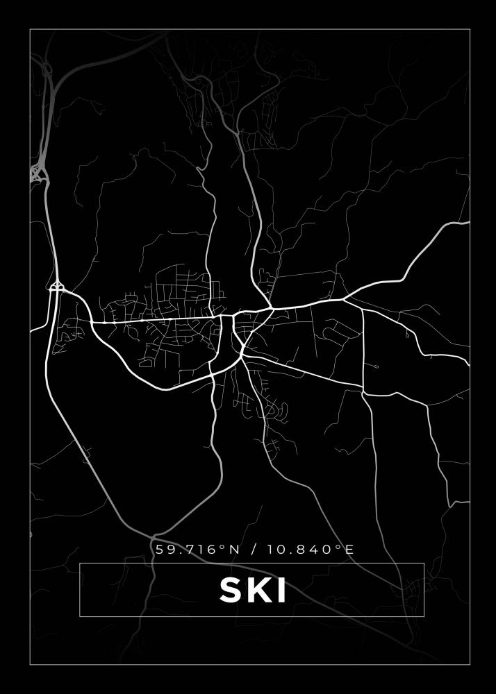 Karta - Ski - Svart Poster