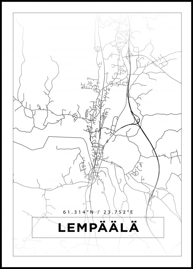 Karta - Lempäälä - Vit Poster