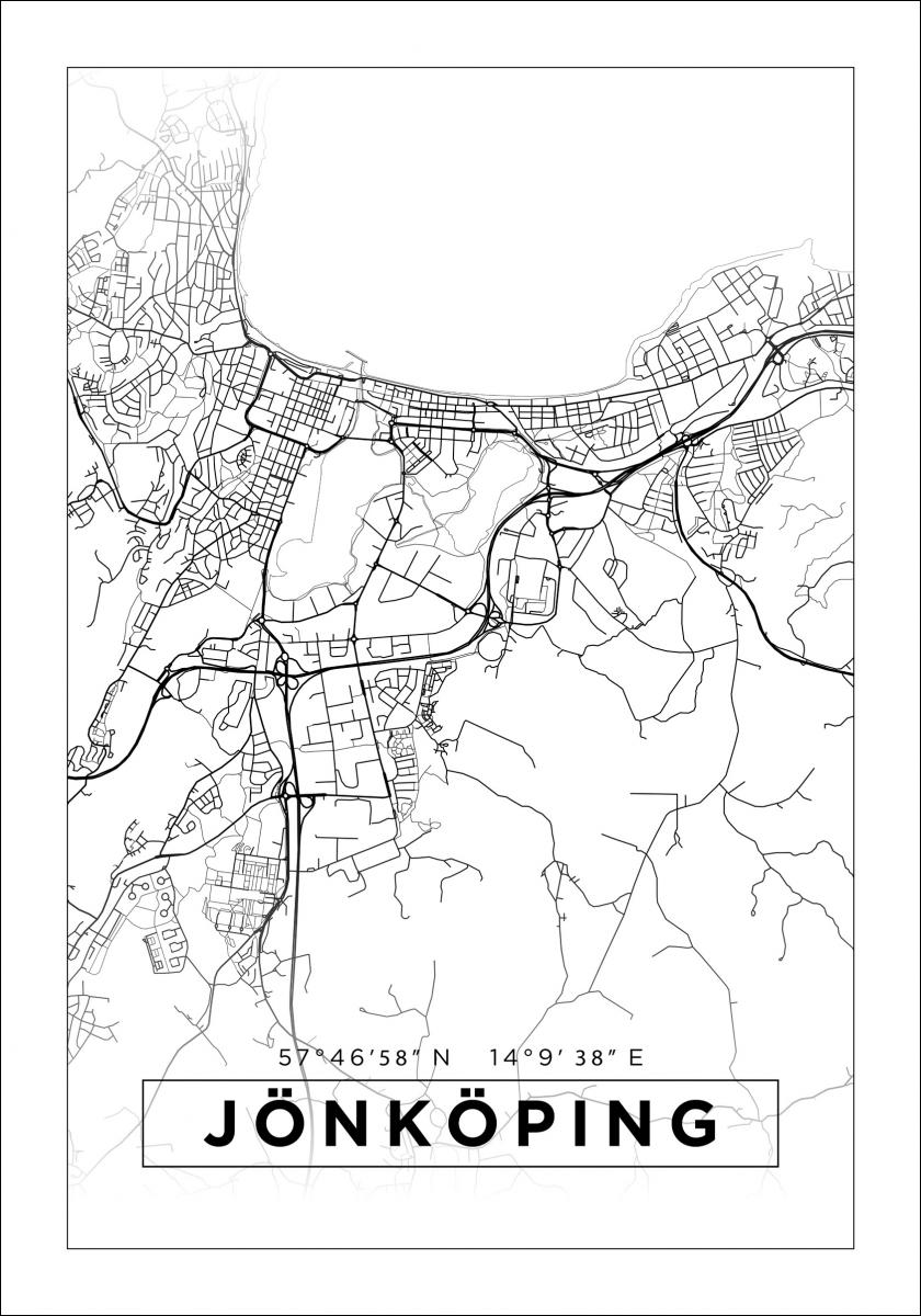 Karta - Jönköping - Vit Poster - BGA