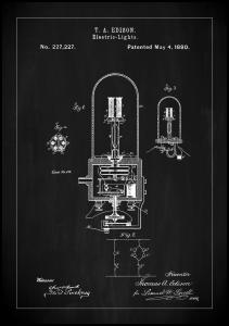 Patent Print - Edison Light - Black Poster