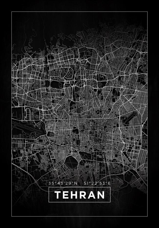 Karta - Tehran - Svart Poster