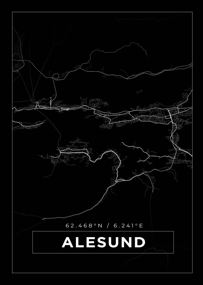 Karta - Alesund - Svart Poster