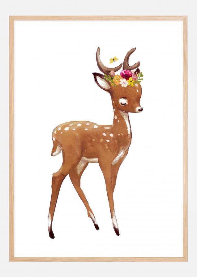 Flower Deer Poster
