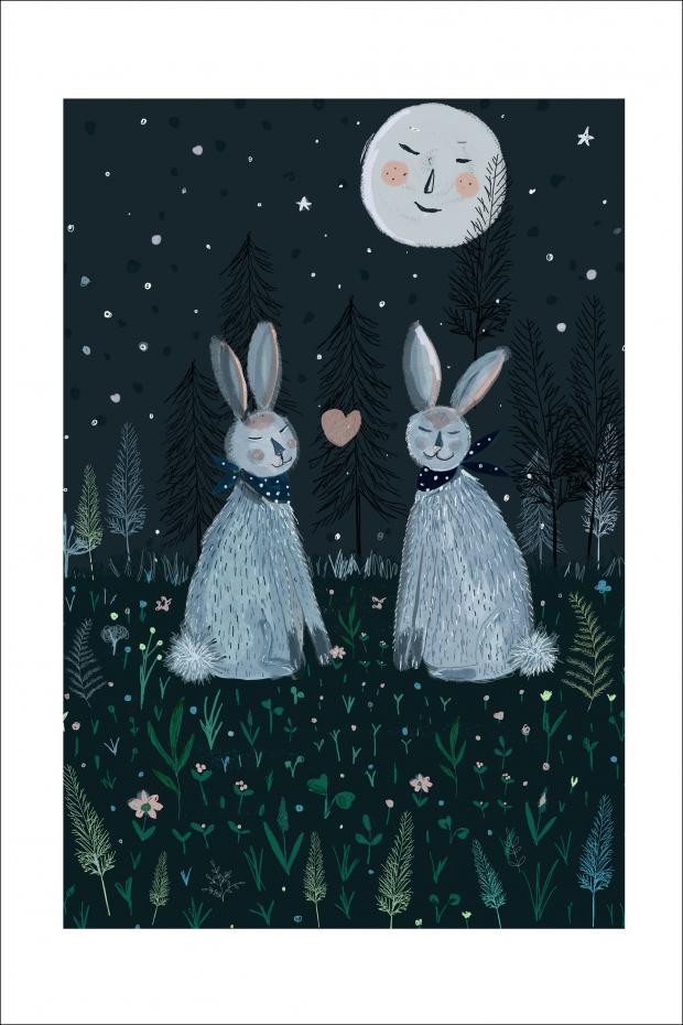 Rabbits in the Forest Poster