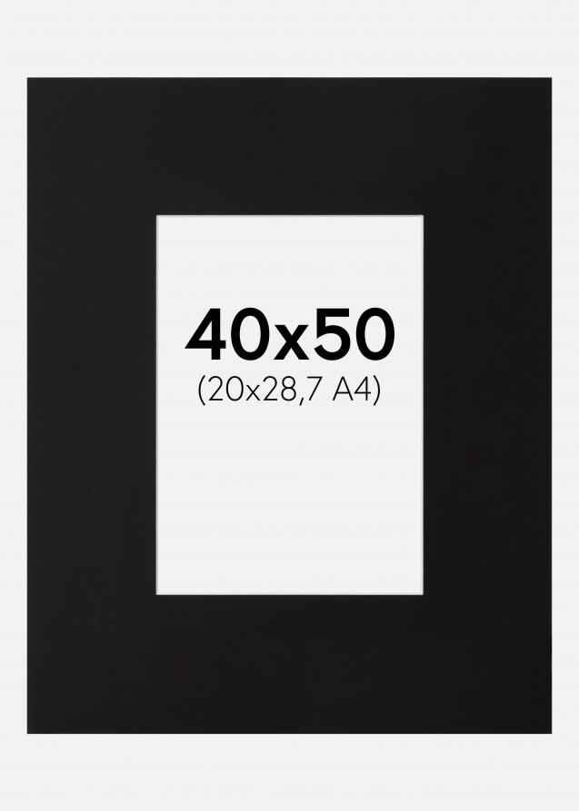 Passepartout XL Svart (Vit kärna) 40x50 cm (20x28,7 - A4)