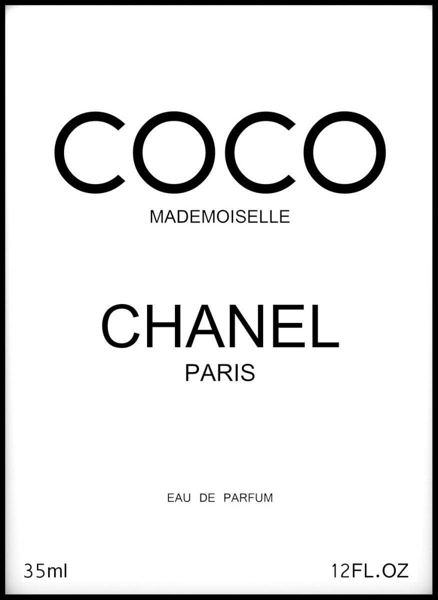 Coco Chanel Paris Black - 50x70 cm Poster