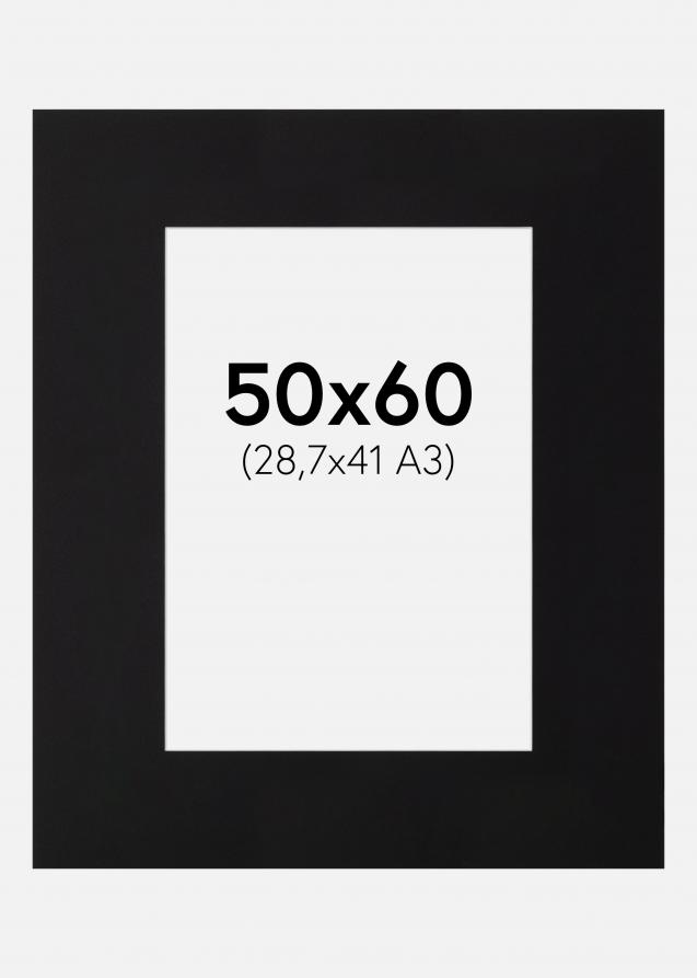 Passepartout XL Svart (Vit kärna) 50x60 cm (28,7x41 - A3)