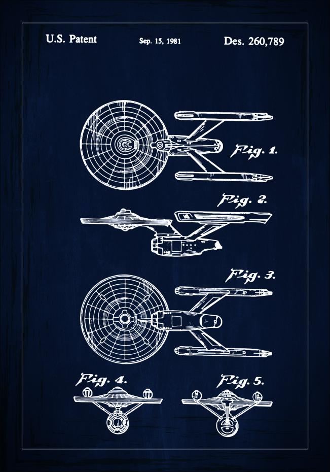 Patentritning - Star Trek - USS Enterprise - Bl Poster